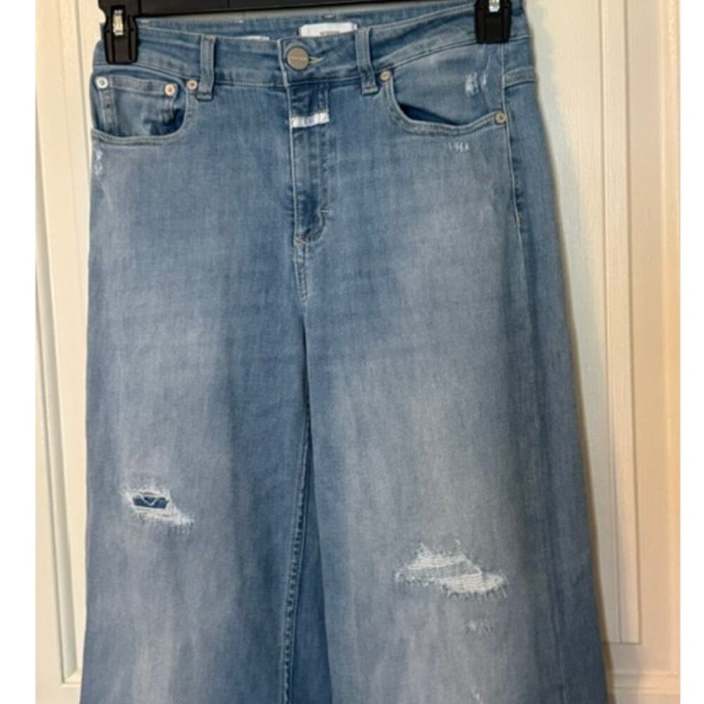 Closed Glow Up Wide Leg High Waisted Supper Soft Cotton Distressed Jeans 27 - Picture 7 of 16